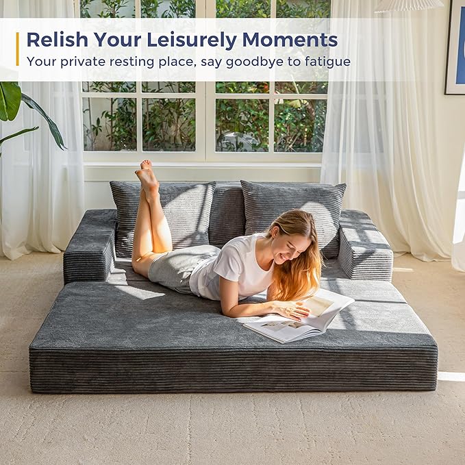 MAXYOYO Loveseat Sofa Bed, 4 in 1 Convertible Boneless Couch Folding Recliner