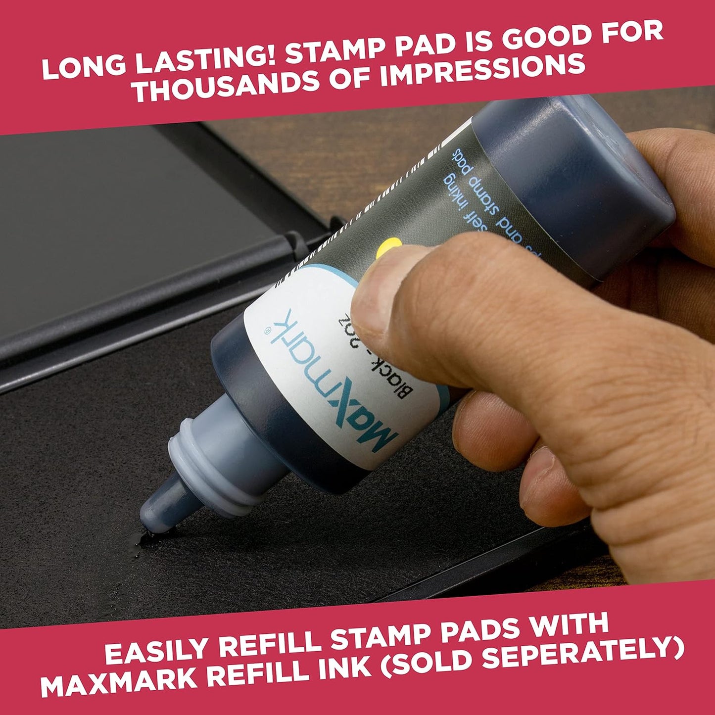 Large Premium Crimson Red Ink Stamp Pad - 3" by 6" - Quality Felt Pad