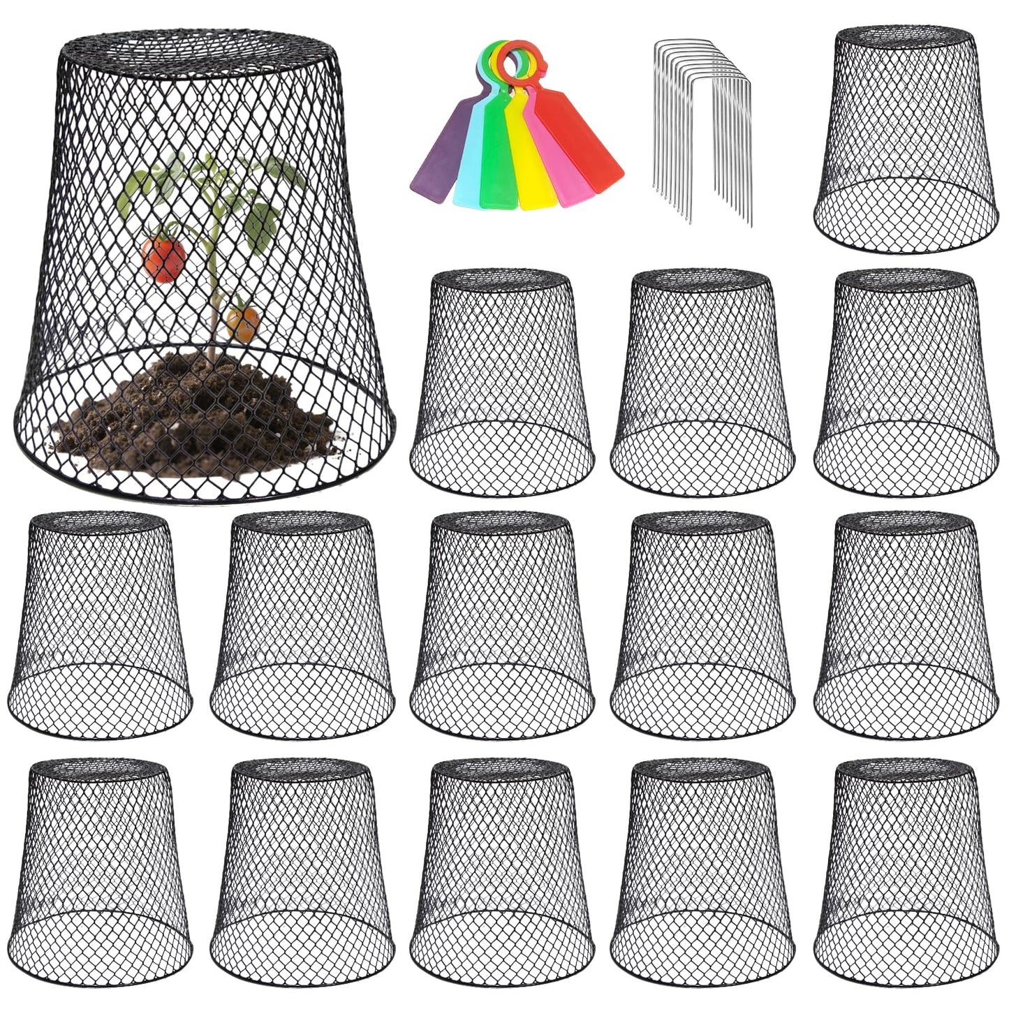 Hlimior 15 Sets of Chicken Wire Cloche Plant Covers Garden Netting, Heavy Duty Chicken Wire Plant Covers Protectors from Animals for Keeping Bunnies Chicken Squirrels Birds Other Out 9.13×9.13 in