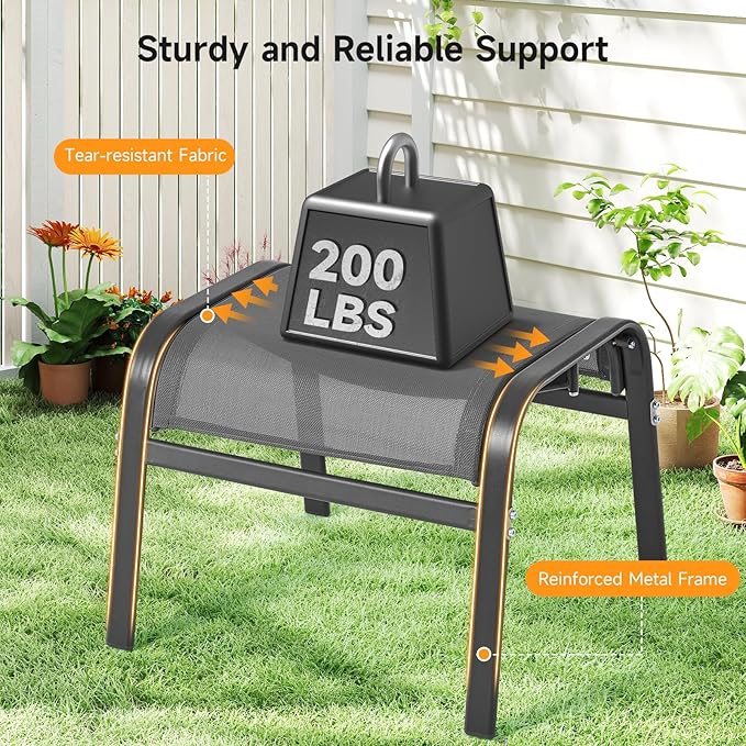 ONBRILL Outdoor Ottoman Set of 2, All Weather Outdoor Foot Stool