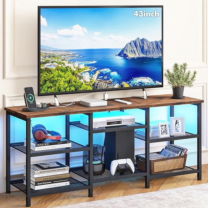 YGEOMER TV Stand for Living Room TVs Up to 55 Inches, Entertainment Center