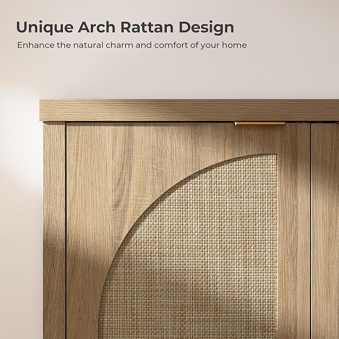 SICOTAS 68" W Rattan Sideboard Buffet Cabinet