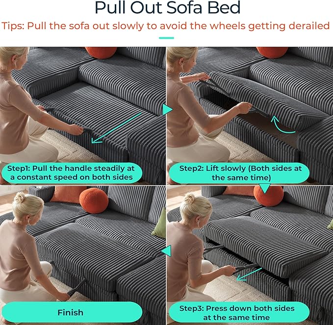 LINSY HOME Sectional Sleeper Sofa