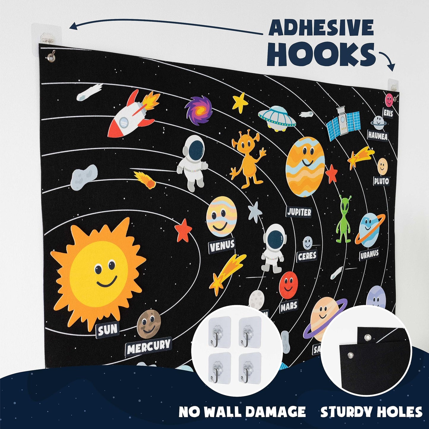 BONNYCO Solar System for Kids Toys with 61 Felt Figures. Space Montessori Toys, Girls Boys Birthday Gifts Planets. Felt Board for Toddlers Story, Educational Kids Gifts 3 4 5 6 7 8 Years, Christmas
