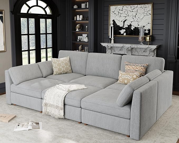 Oversized Modular Sectional Sleeper Sofa, Solid Wood Frame, Removable Washable
