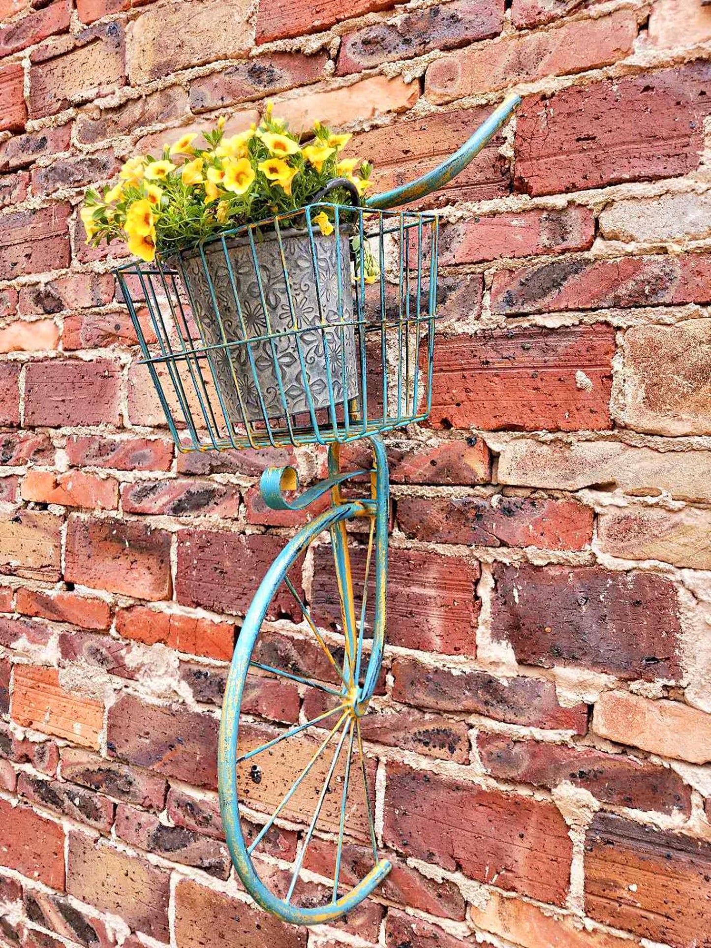 Asiwnshw Metal Bicycle Planter, Bike Flower Plant Stand, Flower Display Stand Cart Hand Painted Metal Bicycle Plant Stand Standing Planter Flower Holder Indoor Outdoor Decor(Blue)