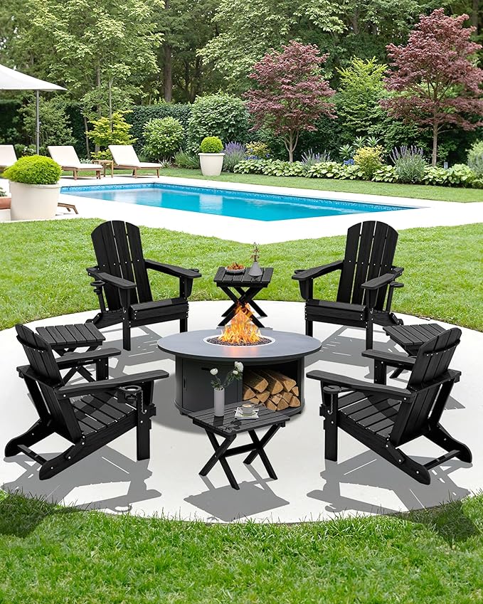 SERWALL Portable Folding Adirondack Table, HDPE Material Outdoor End Table