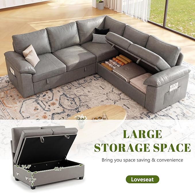 85 Inch Faux Leather Modular Sectional Sofa