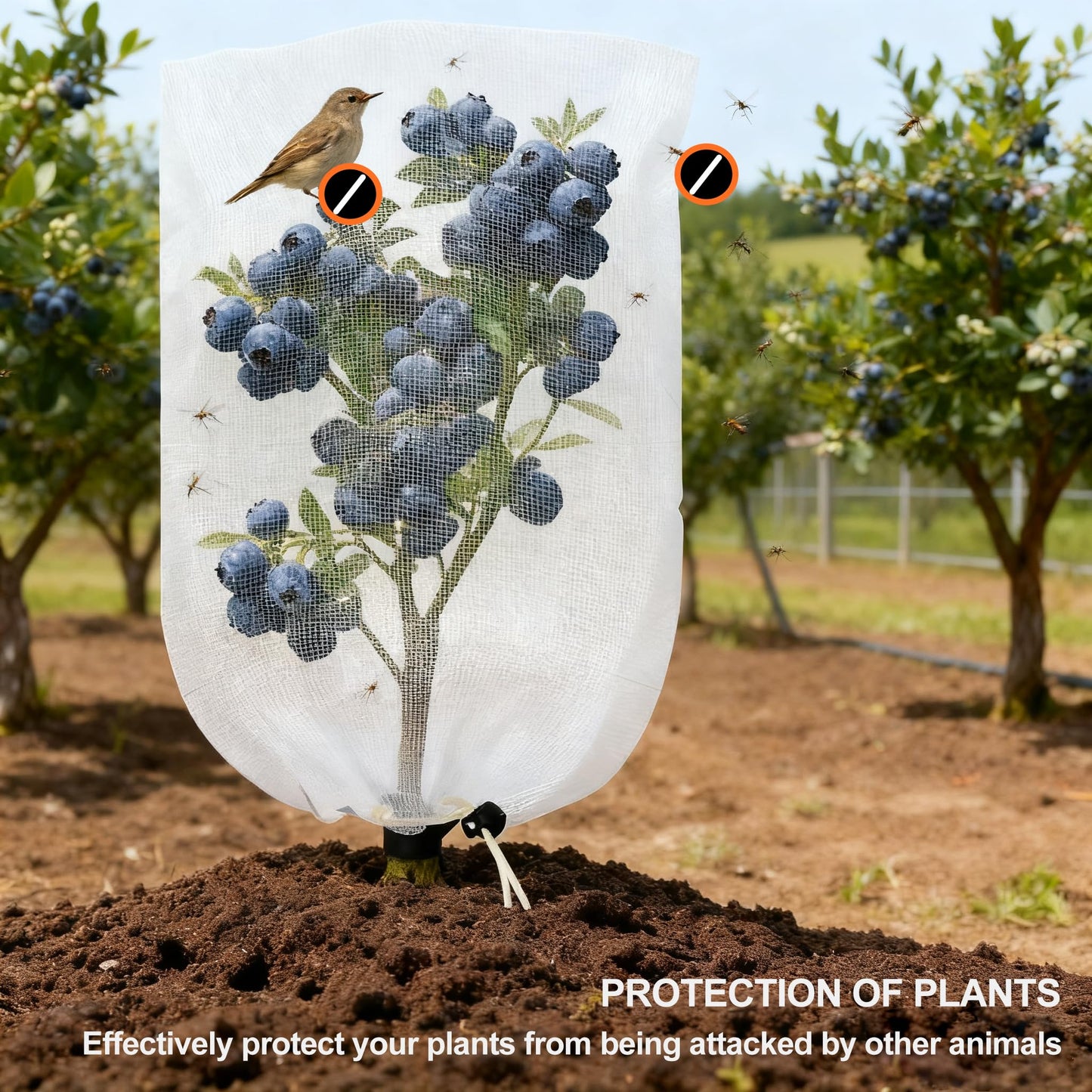 Garden Mesh Netting with Drawstring & Zipper,4PACK 2.3Ft x3.3 FT Mesh Netting Pest Barrier Protection Bird Mosquito Net Plants Cover for Patio Vegetable Plants Fruit Tree
