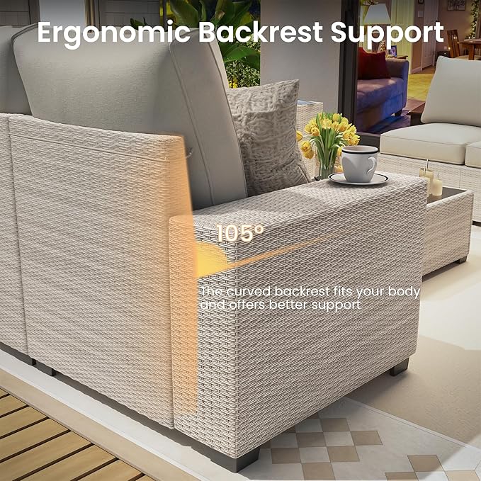 olimix 8 Piece Outdoor Patio Furniture Set, Outdoor Sectional Furniture