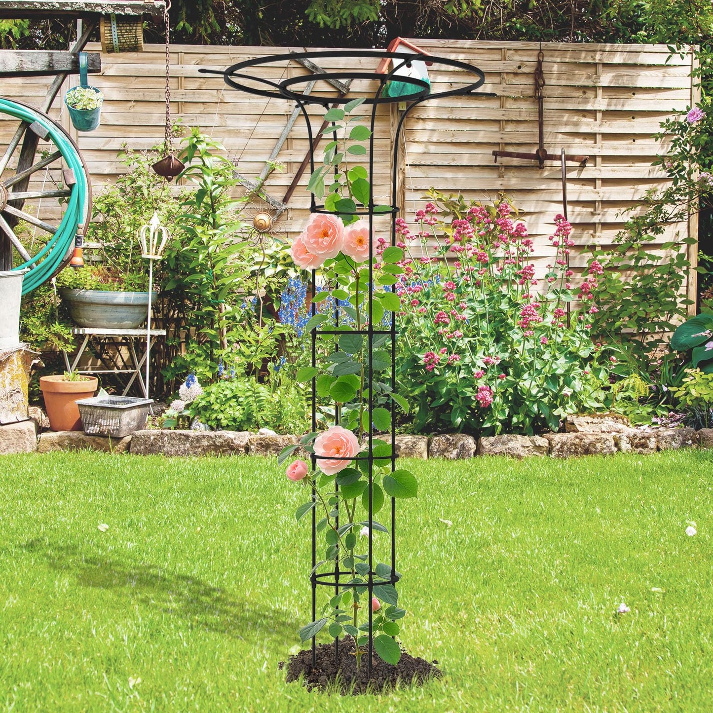 Trellume Trellis for Climbing Plants Outdoor - 69"(H), Expandable and Rust-Proof Metal Plant Support, Easy Installation, Garden Trellis for Potted Roses, Vines, Jasmine(2 Pack)