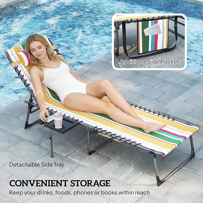 Outsunny Folding Chaise Lounge Chair Outdoor Tanning Chair