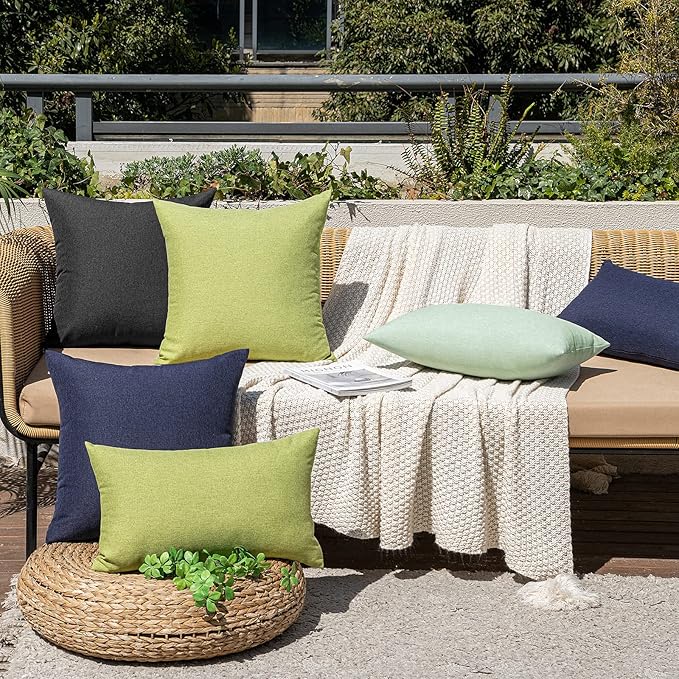 MIULEE Pack of 2 Decorative Outdoor Solid Waterproof Throw Pillow Covers Spring