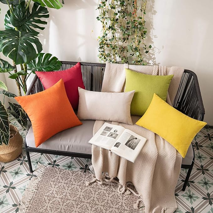 MIULEE Pack of 2 Decorative Outdoor Solid Waterproof Throw Pillow Covers Faux