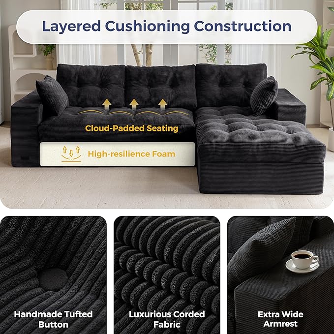 MAXYOYO 104" L Shaped Modular Sectional Sofa