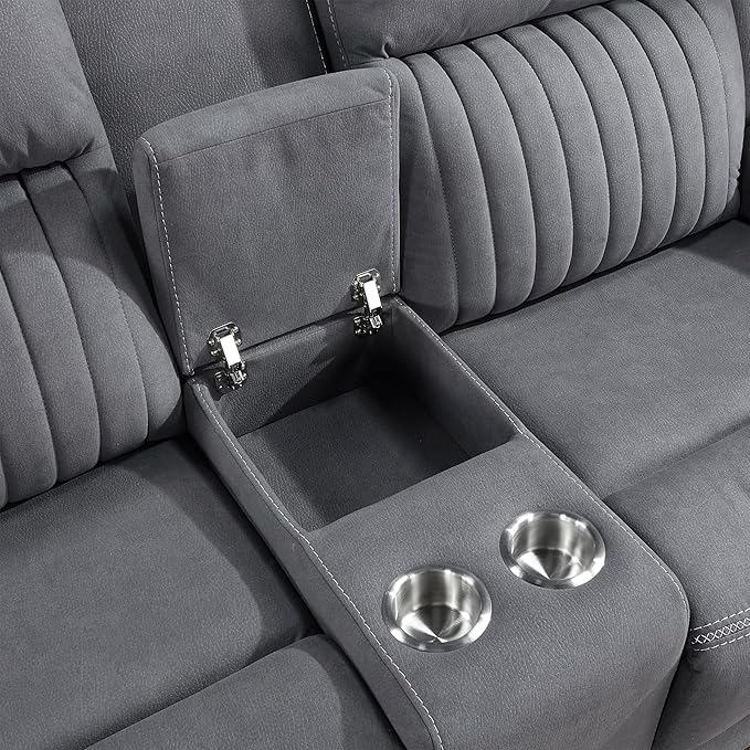 Lexicon Manual Double Reclining Loveseat, Polished Microfiber Manual Wall