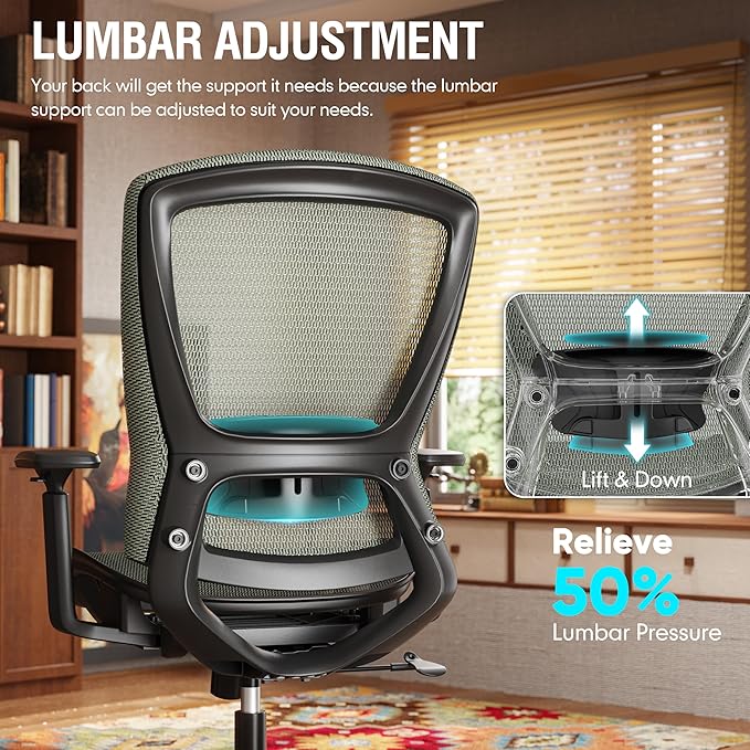 ELABEST Mesh Office Chair, Ergonomic Computer Desk Chair, Sturdy Task Chair-
