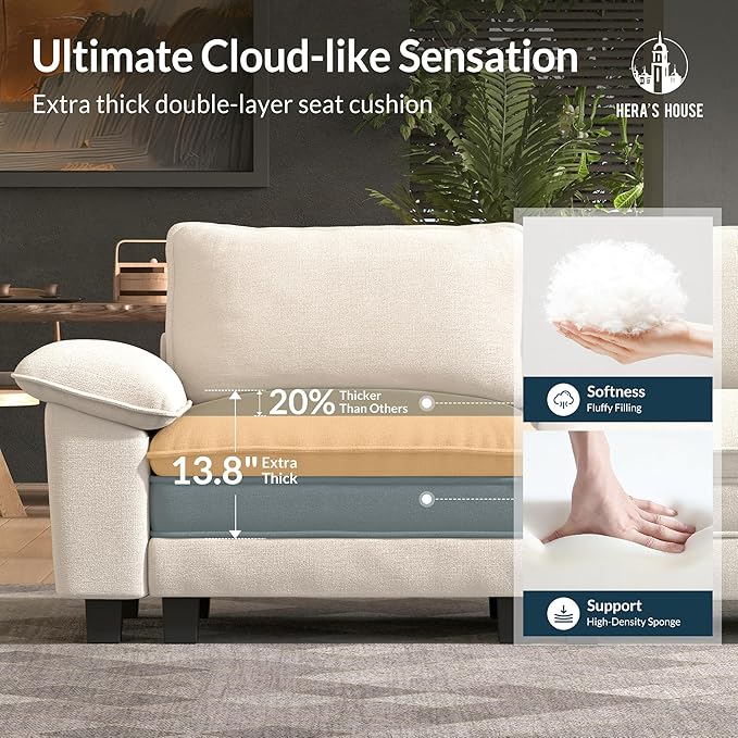HERA'S HOUSE 124" Modular Sectional Sofa, Oversized U Shaped Couches