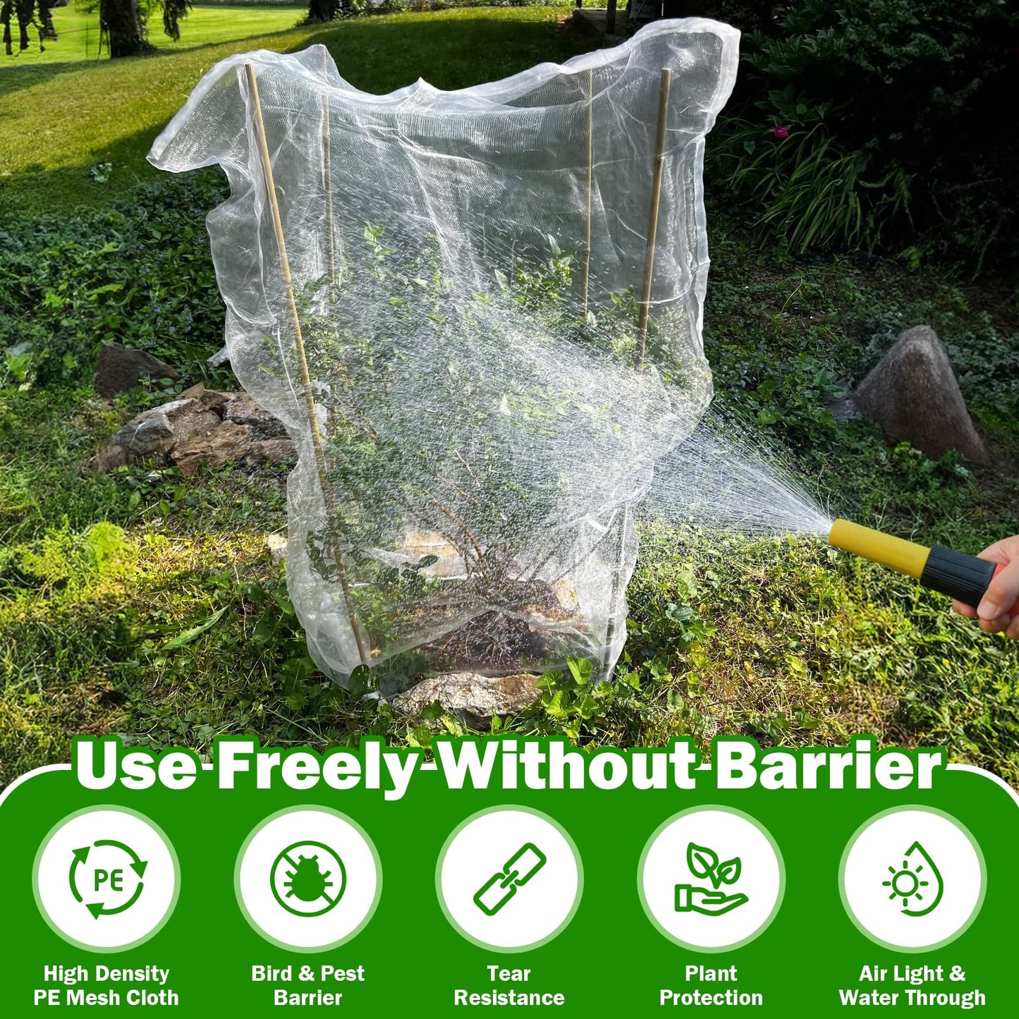 6 Pack Garden Netting for Plants 2.6x3.3ft - 3.3x4.9ft Mesh Fruit Tree Blueberry Pest Barrier Bug Netting with Drawstring 2-Size Insect Bird Netting for Tomato Vegetable Net