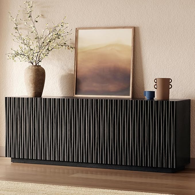 70" Fluted TV Stand for TVs Up to 50/55/65/75", Mid-Century Modern