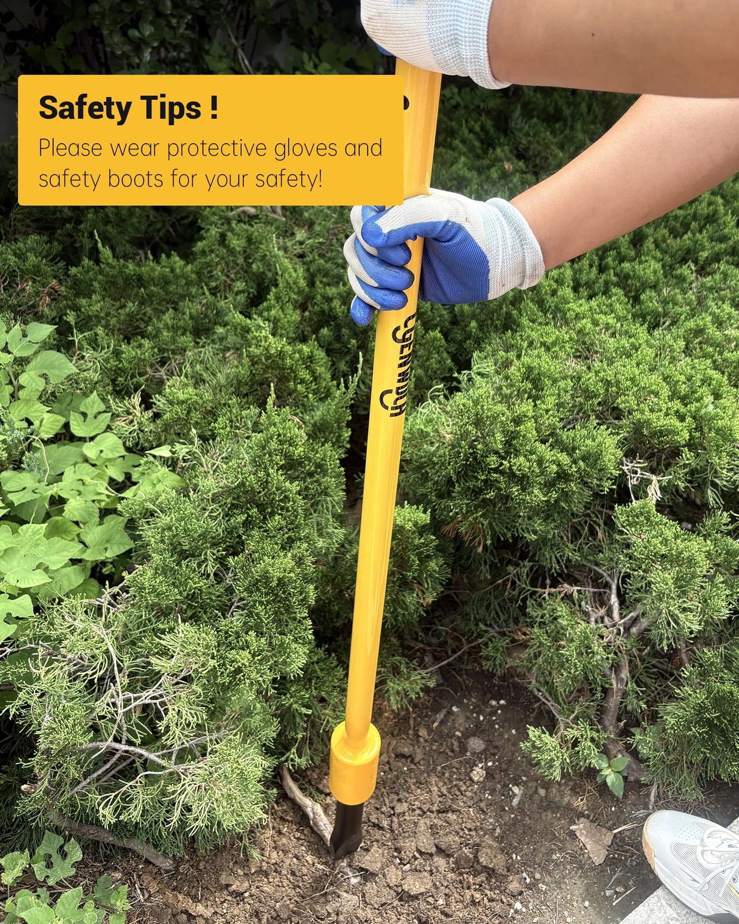 Tree Root Removal Tool, Heavy Duty Root Cutting Shrub Cutter Remover Tool Spade Bar, Fit for Bamboo, Tree Roots, Rocks, Shrubs, Bushes, Stumps. Sliding Gravity Hammer Mechanism