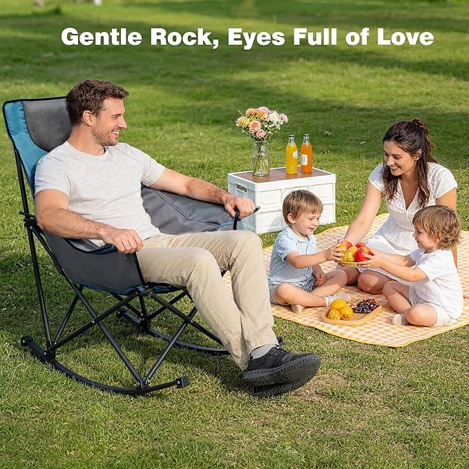 SUNNYFEEL Oversized Rocking Camping Chair, Fully Padded Patio Chair