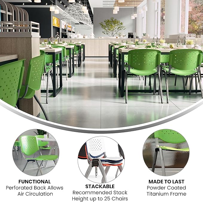 Flash Furniture HERCULES -5 Pack 880 lb. Capacity Green Plastic Stack Chair |
