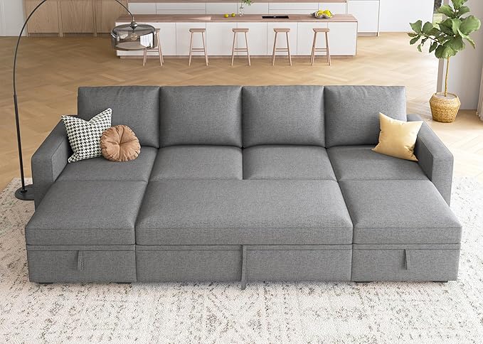 HONBAY Modular Sectional Sleeper Sofa Bed, Sectional Couch