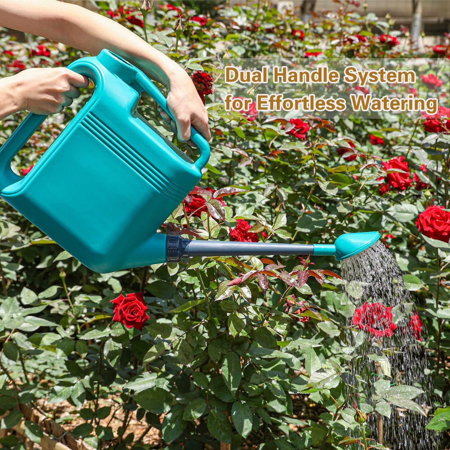 1.5 Gallon Watering Can for Outdoor & Indoor Plants, Large Garden Watering Pot with Lightweight and 5.5L Capacity, Plastic Watering Can with Long Spout and Metal Removable Sprinkler Head - Aquamarine