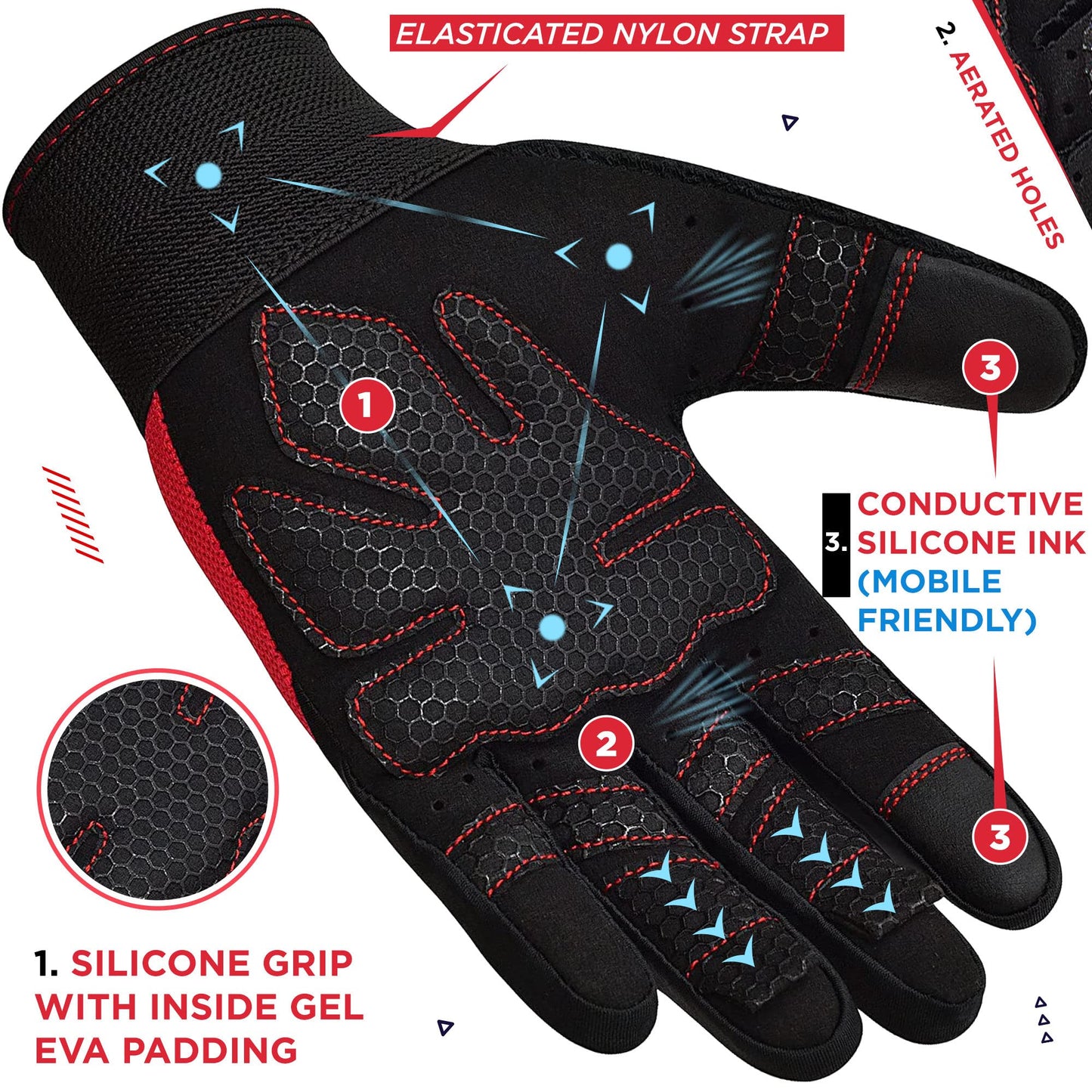 RDX Weight Lifting Gloves Gym Workout, Full Finger Touch Screen, Breathable Anti Slip Padded Palm Protection, Fitness Strength Training Powerlifting HIIT WOD Exercise, Men Women Home Gym Cycling