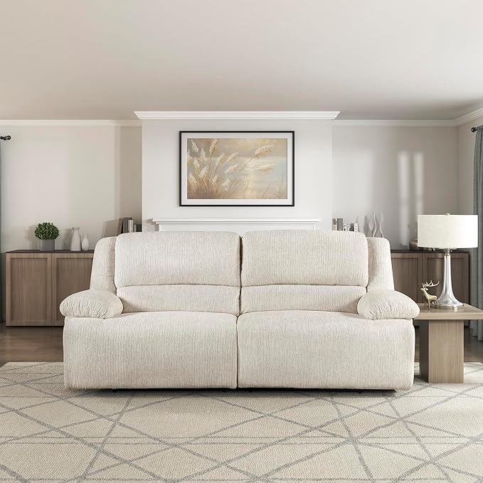 Lexicon Power Double Reclining Sofa, Textured Microfiber Wall Hugger Recliner