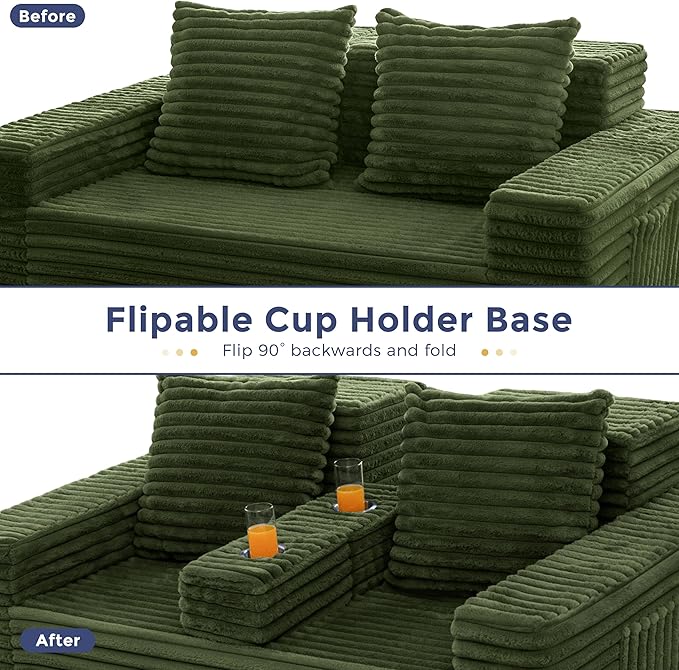 MAXYOYO Loveseat Sofa Bed, Striped Faux Fur Foldable Floor Sofa Couch in A Box