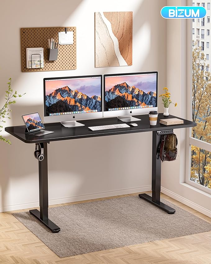 BIZUM Electric Standing Desk 60 x 24 Inch Computer Desk-Gaming Desk Black Home