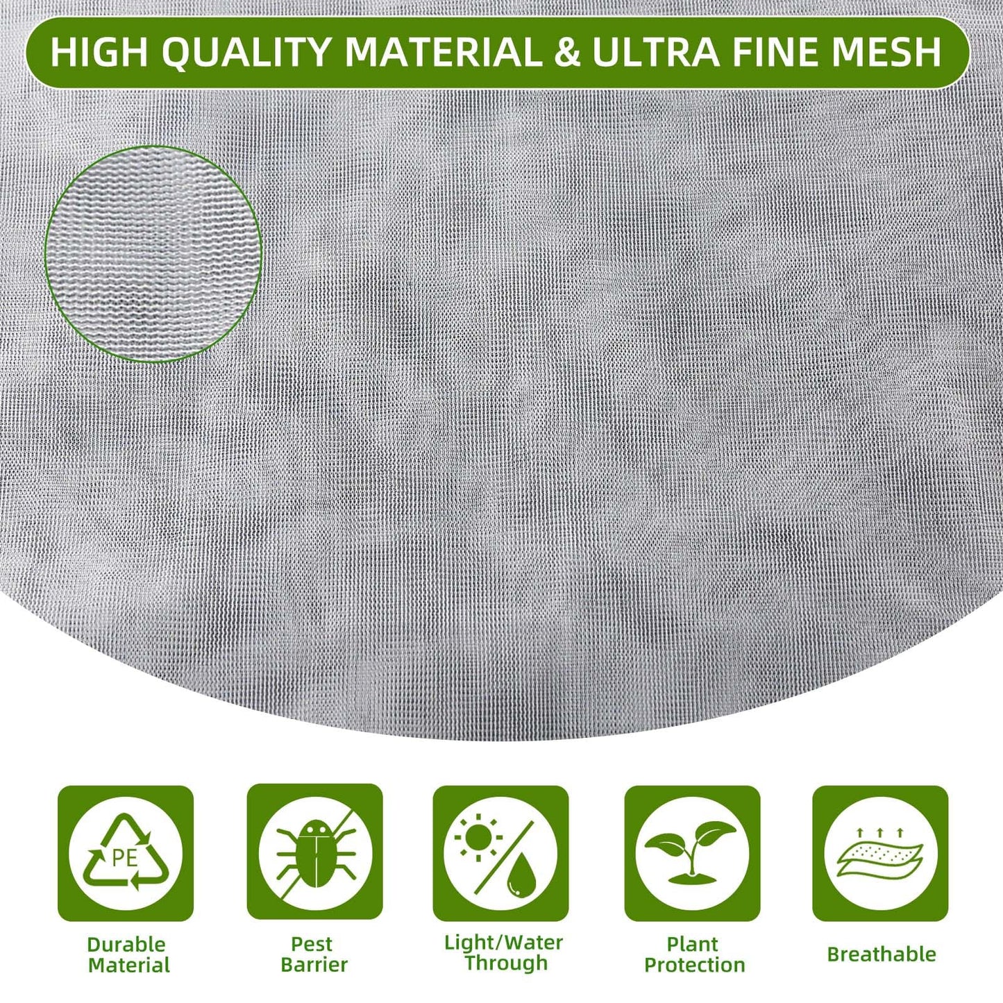 PDGROW Garden Mesh Netting for Plants, 4 Pack Insect Bird Barrier Net Mesh with Drawstring, 3.3x2.6 FT Garden Bug Netting Plant Cover for Protect Fruit Tree Vegetable Flower
