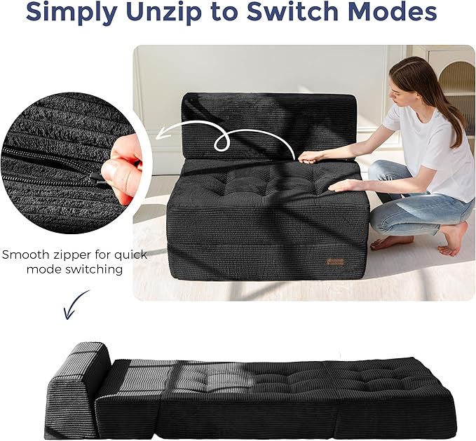 MAXYOYO 8" Folding Sofa Bed, Fold Out Chair Bed Sleeper Chair, Convertible