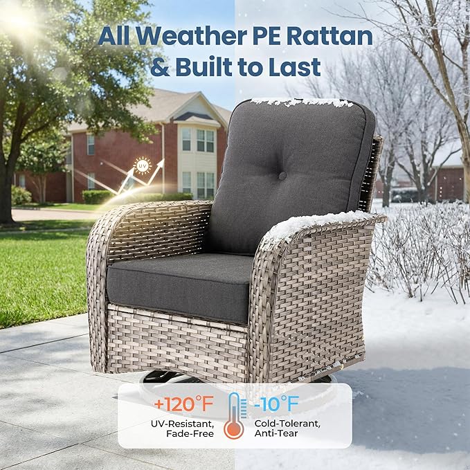 weaxty 5 Pieces Wicker Patio Furniture Set, High Back Swivel Rocker Chairs