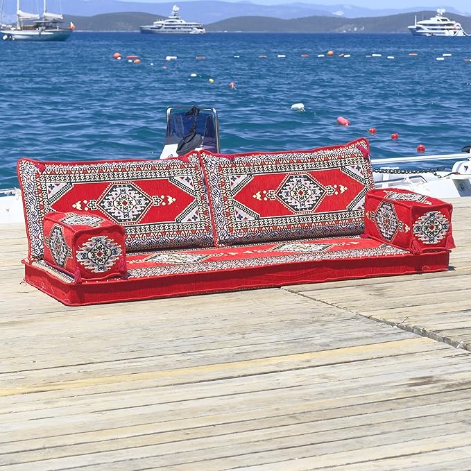 mysticalanatolia Majlis Floor Sofa Loveseat – 75x27x4 in Convertible Guest