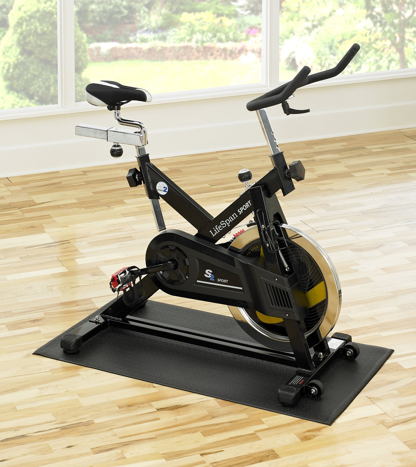 Supermats Heavy Duty Equipment Mat 20GS Made in U.S.A. for Indoor Cycles Exercise Upright Bikes and Steppers (2 Feet x 3 Feet 10 In) (24-Inch x 46-Inch) (60.96 cm x 116.84 cm) , Black