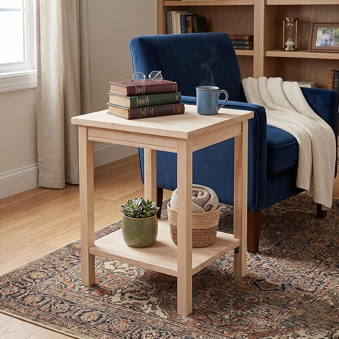 International Concepts Portman Accent Table 16"W × 14"D × 20"H, Solid Parawood