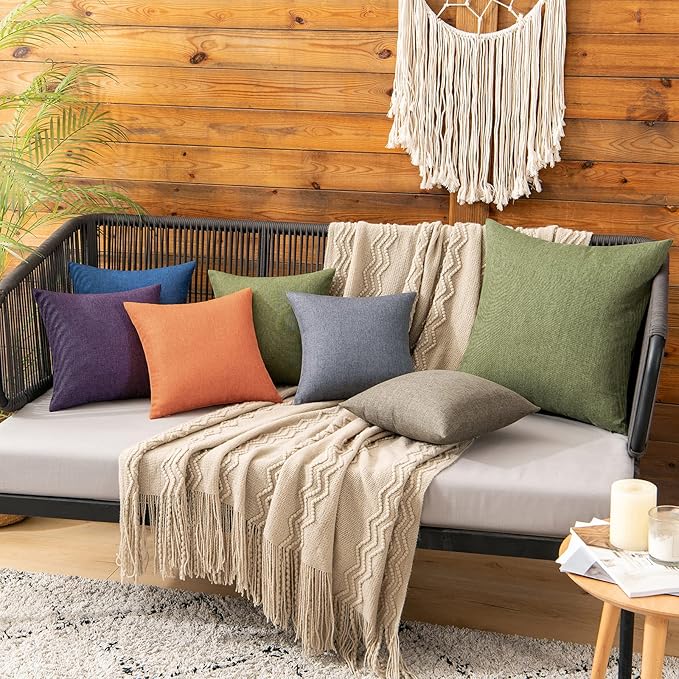 MIULEE Pack of 2 Decorative Outdoor Solid Waterproof Throw Pillow Covers Faux