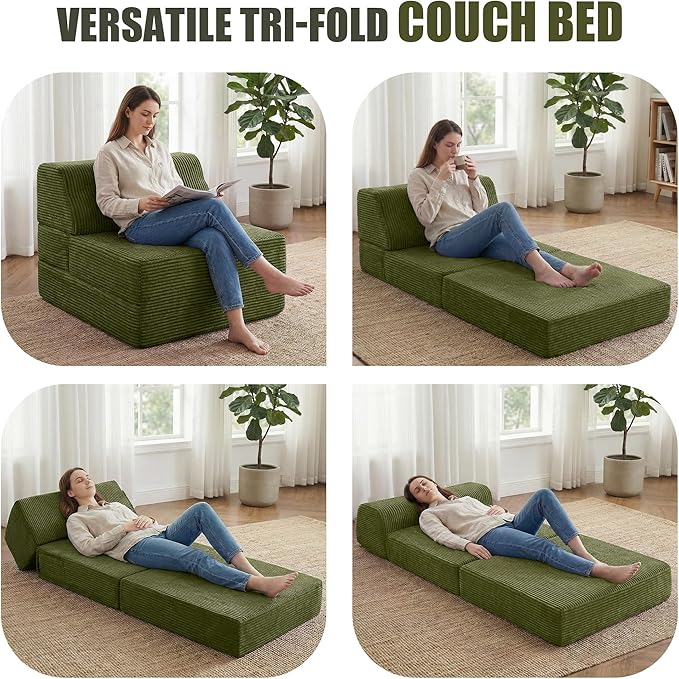 Kasunpul Folding Sofa Bed with Pillow, Memory Foam Fold Out Chair Bed,