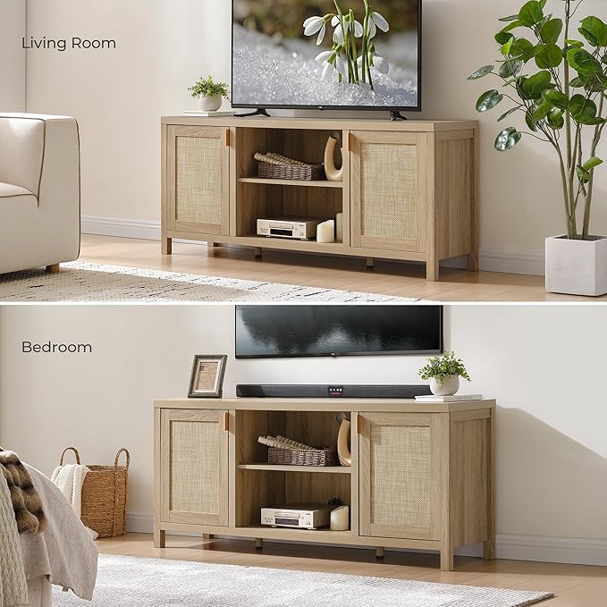 SICOTAS Rattan TV Stand for Living Room