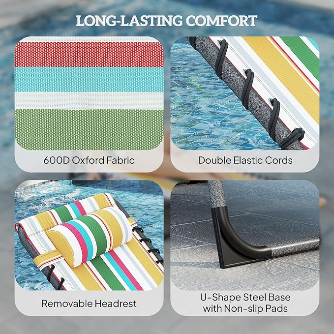 Outsunny Folding Chaise Lounge Chair Outdoor Tanning Chair
