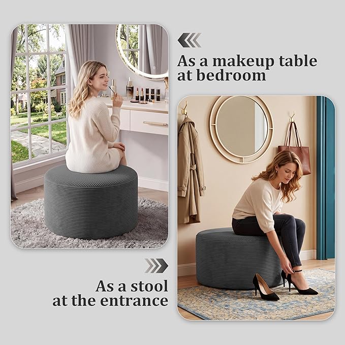 BSHOMGI Round Boneless Ottoman Oversized Ottomans