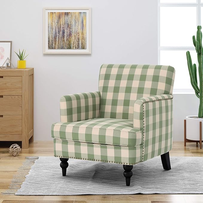 Christopher Knight Home Eve Modern Upholstered Club Chair, Wooden Living Room