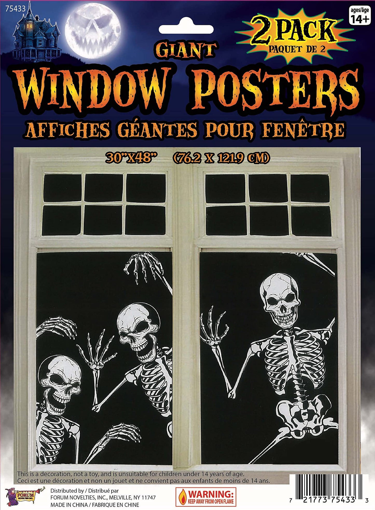 Forum Novelties Set of 2 Skeleton Window Posters 30 x 48 Inches
