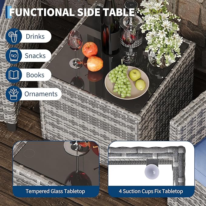 GarveeHome 3-Piece Outdoor Wicker Sofa Set, PE Rattan Patio Furniture