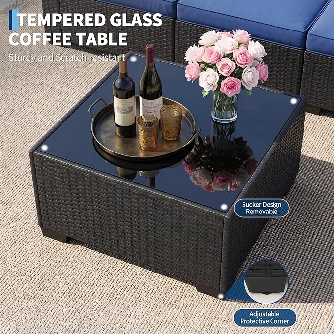 GarveeHome 7-Piece Modular Outdoor Patio Set, Sectional Rattan Wicker Sofa