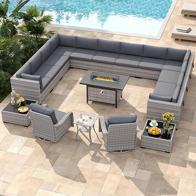 14-Seat Outdoor Wicker Patio Furniture Set