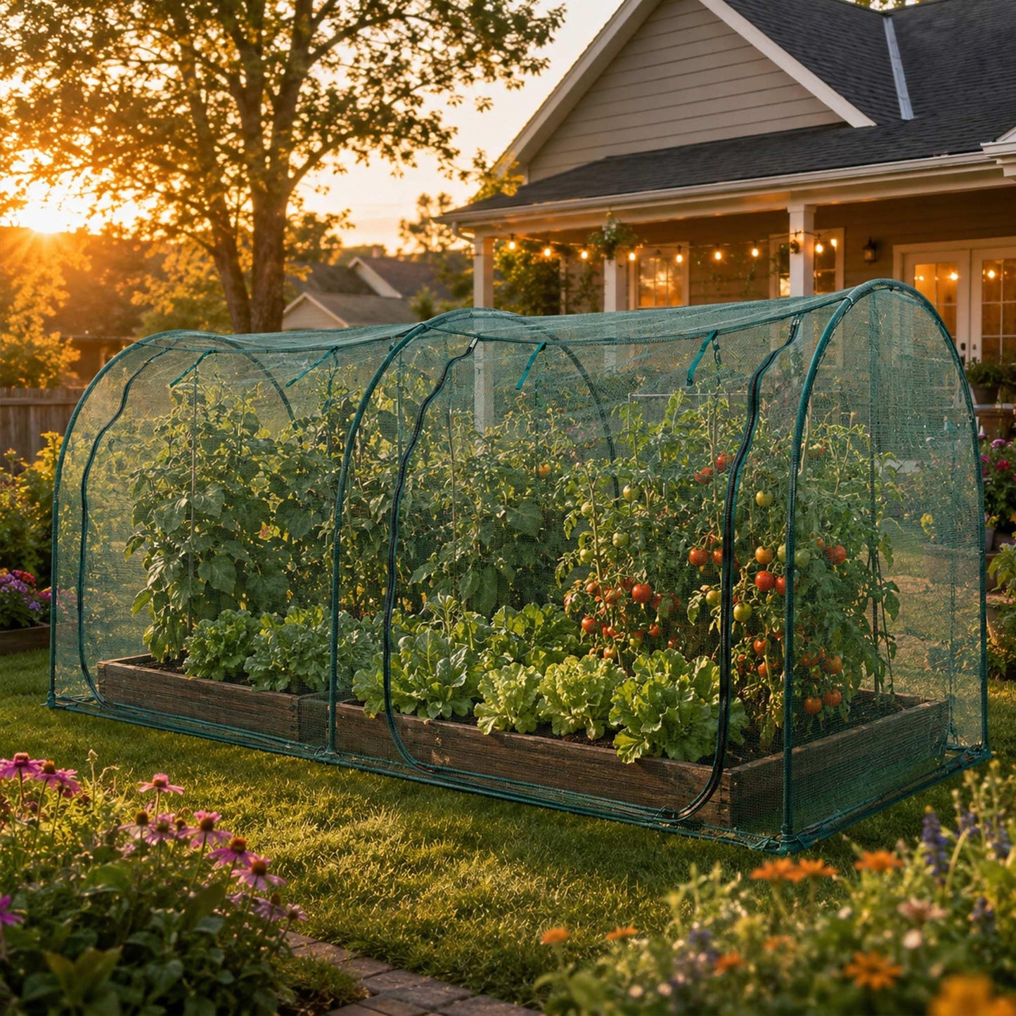Large Tunnel 8.2'x4' Plant Netting Cover 4FT Tall Crop Cage Netting Pest Guard Cover for Vegetables Fruits Durable Gardening Net for Plant and Animal